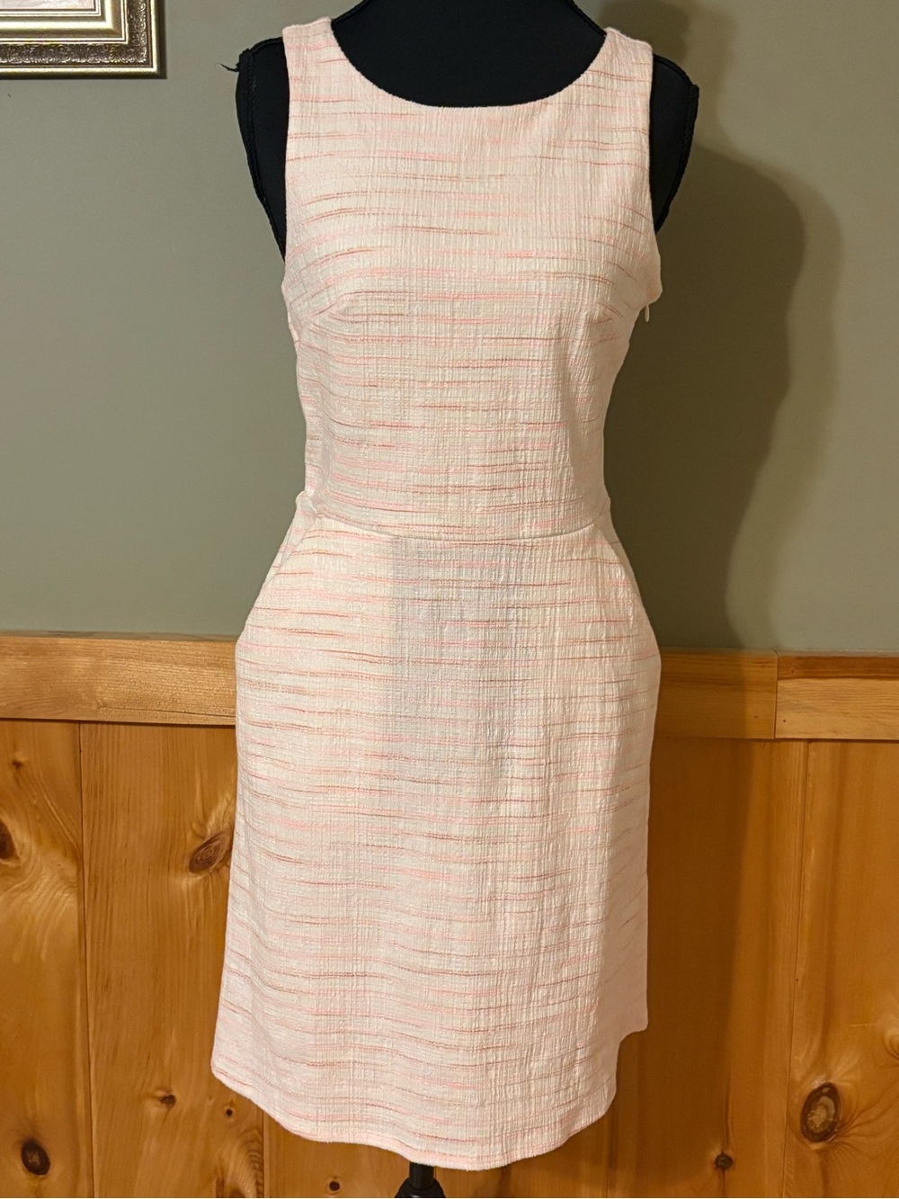LOFT Textured Sleeveless Midi Dress Pockets Back Cutout Design size 2P NWT